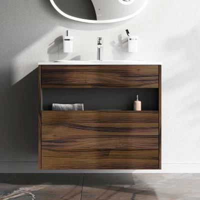 Тумба с раковиной и смесителем 80 AM.PM Func M8FFUX0801OF подвесная/напольная на ножках под дерево