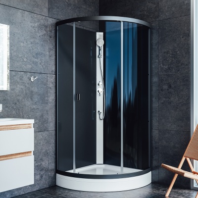 Душевая кабина 90x90 AM.PM X-Joy W88C-301-090GG профиль графит, низкий поддон
