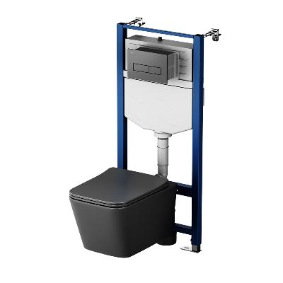 Унитаз подвесной с инсталляцией AM.PM Spike 2.0 IS12LM0338.9S1900MB с сиденьем микролифт, черный