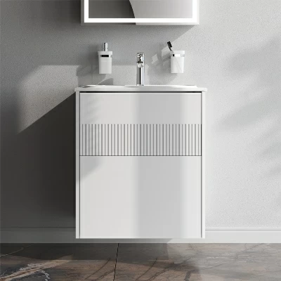 Тумба с раковиной и смесителем 60 AM.PM Func M8FFUX0602WM подвесная/напольная на ножках белая матовая