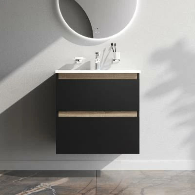 Тумба с раковиной и смесителем 65 AM.PM X-Joy M85AFHX0652BM подвесная чёрная матовая