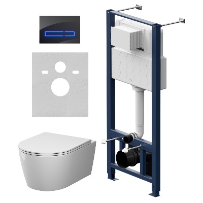 Унитаз подвесной безободковый с инсталляцией AM.PM Func IS450A38.8F1900 торнадо, микролифт, сенс. клавишей