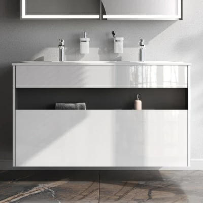 Тумба с раковиной и смесителем 120 AM.PM Func M8FFUX1201WG подвесная/напольная на ножках белый глянец