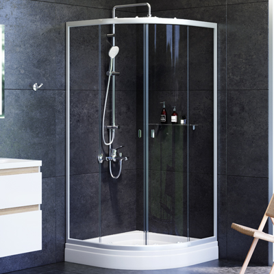 Душевой уголок с поддоном 90x90 AM.PM X-Joy W88E-205-090MT прозрачное стекло, профиль серебристый