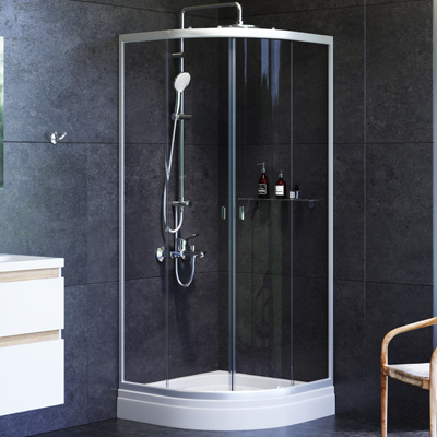 Душевой уголок с поддоном 80x80 AM.PM X-Joy W88E-205-080MT прозрачное стекло, профиль серебристый