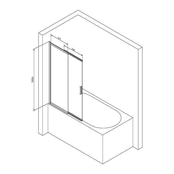 Стеклянная шторка для ванны 100 AM.PM Like W80S-100PS-150MT поворотно-раздвижная, профиль серебристый-5