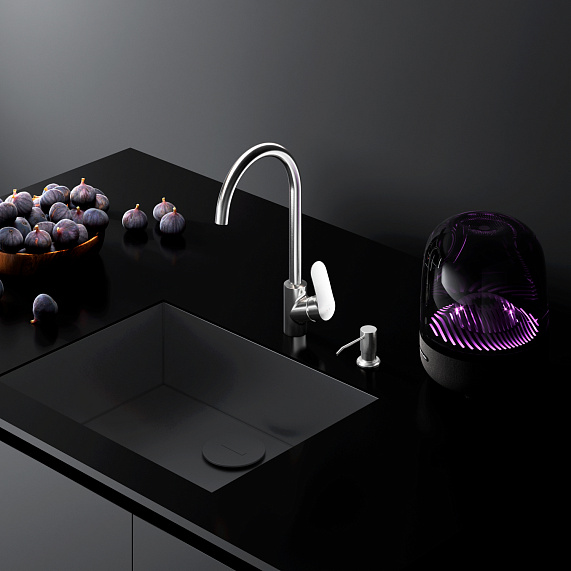 Смеситель для кухни AM.PM Like F8007D11 высокий, сатин + дозатор для моющего средства-3