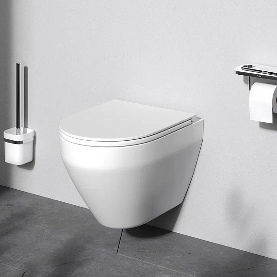 Унитаз подвесной безободковый с инсталляцией AM.PM Spirit 2.0 IS100138.701700 сиденьем микролифт, черной механ. клавишей-2