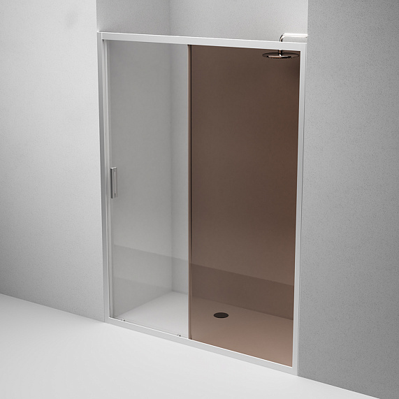 Душевая перегородка с дверью 150x195 AM.PM Gem W90G-150-1-195MBr бронзовое стекло, профиль серебристый-3