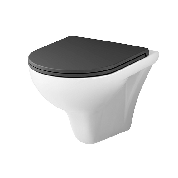 Унитаз подвесной AM.PM Gem C901700SCmb безободковый, белый, с черным сиденьем-9