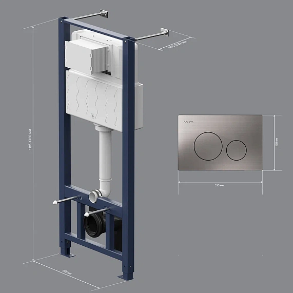 Инсталляция для подвесного унитаза AM.PM Pro I012704.9031 с пневм. клавишей никель матовый-8