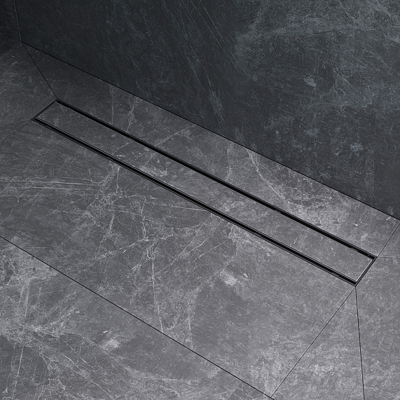 Душевой трап (лоток) 70 AM.PM PrimeFlow W02SC-U11-070-04BM комбинированный затвор с черной матовой решеткой под плитку-10