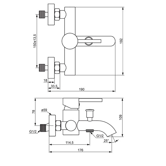 Смеситель для ванны и душа Damixa Scandinavian Pure 361000600 золото-3