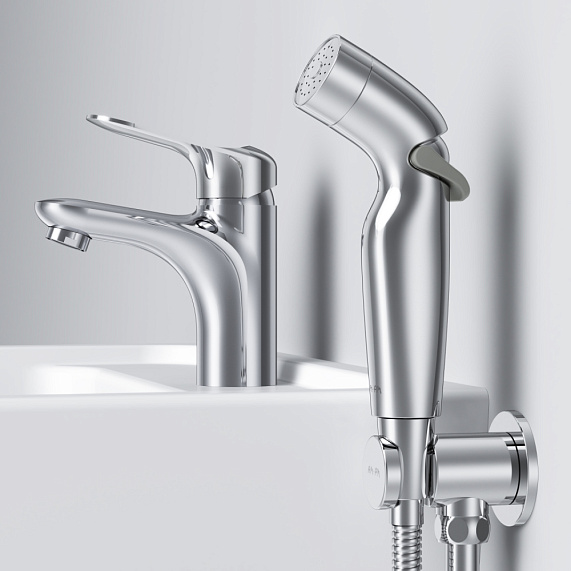 Смеситель для раковины (умывальника) AM.PM Sunny F85C03000 с гигиеническим душем, хром-4