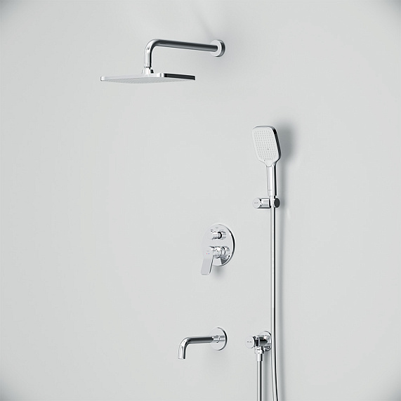 Встраиваемая душевая система AM.PM X-Joy FB85A3RH40 хром: тропический верхний душ, излив с душевой лейкой-4