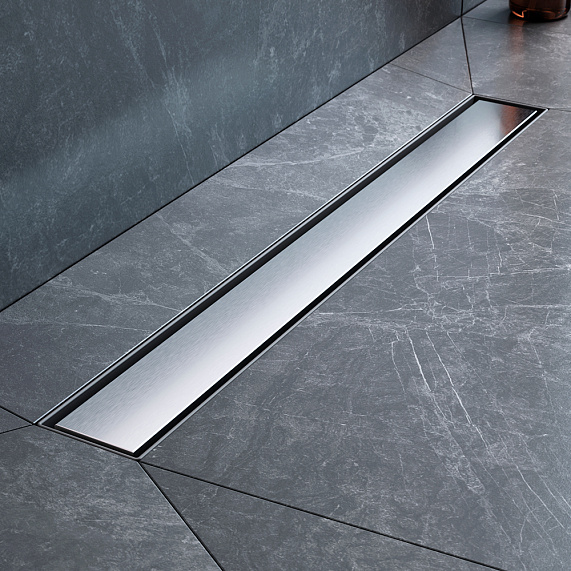 Душевой трап (лоток) 60 AM.PM MasterFlow W01SC-U11-060-04SB комбинированный затвор со стальной матовой решеткой под плитку-9