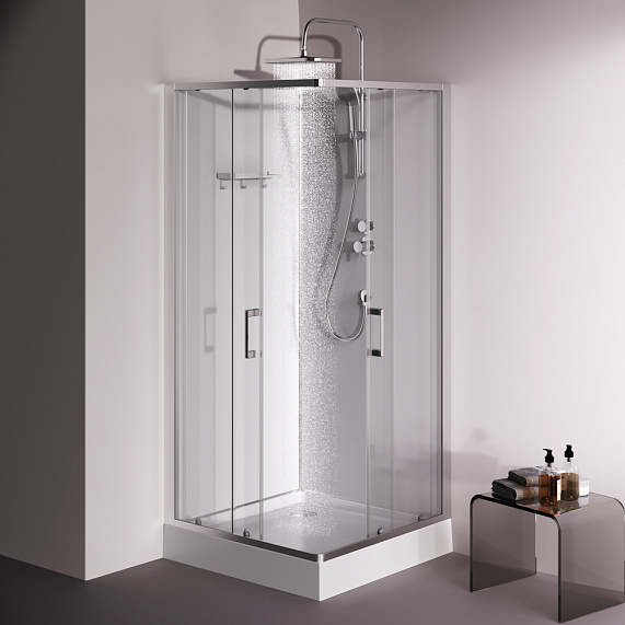 Душевая кабина 90x90 AM.PM Above W9XC-403-9090MT профиль серебристый, низкий поддон-2