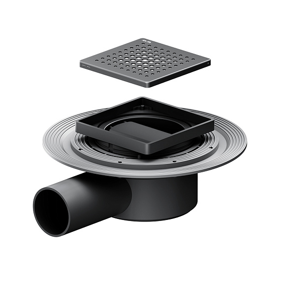 Душевой трап 10x10 AM.PM MasterFlow W01BD-P11-010-01BM комбинированный затвор с черной матовой решеткой-10