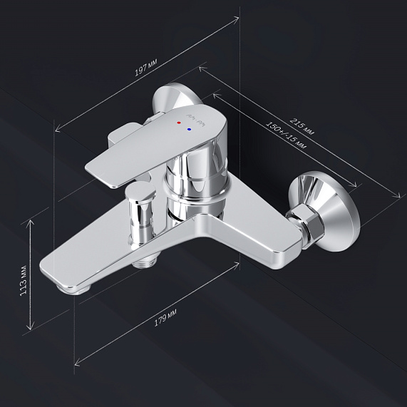Смеситель для ванны и душа AM.PM Gem F90A10000 хром-7
