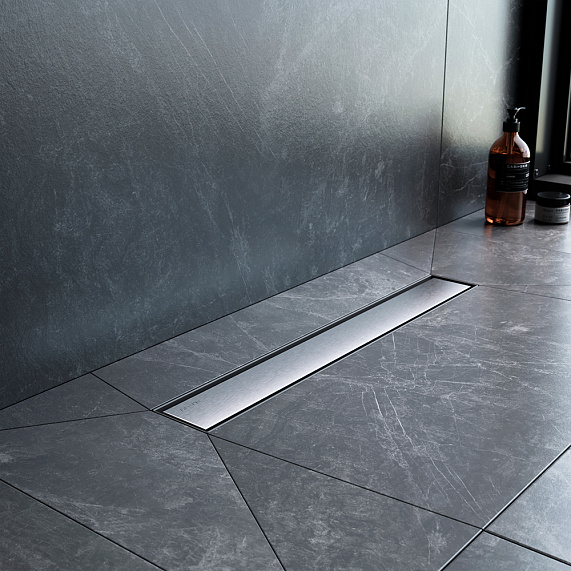 Душевой трап (лоток) 50 AM.PM MasterFlow W01SC-U11-050-04SB комбинированный затвор со стальной матовой решеткой под плитку-7