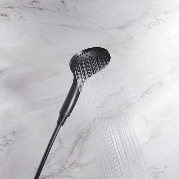 Душевая система AM.PM X-Joy F42885A24 стойка с тропическим душем, черная матовая + смеситель для душа, черный матовый-4
