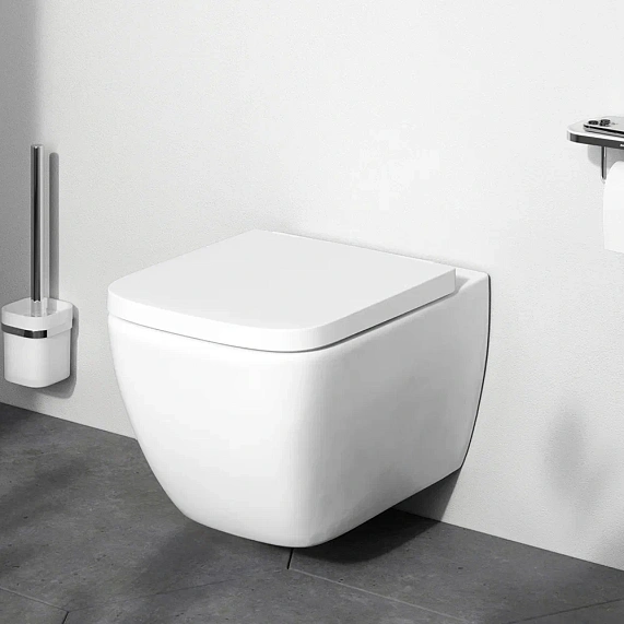 Унитаз подвесной безободковый с инсталляцией AM.PM Gem IS100238.901701 сиденьем микролифт, черной механ. клавишей-2