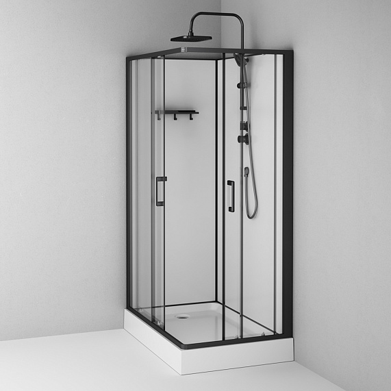 Душевая кабина 120x80 AM.PM Above W9XC-403-12080BT профиль черный матовый, низкий поддон-11