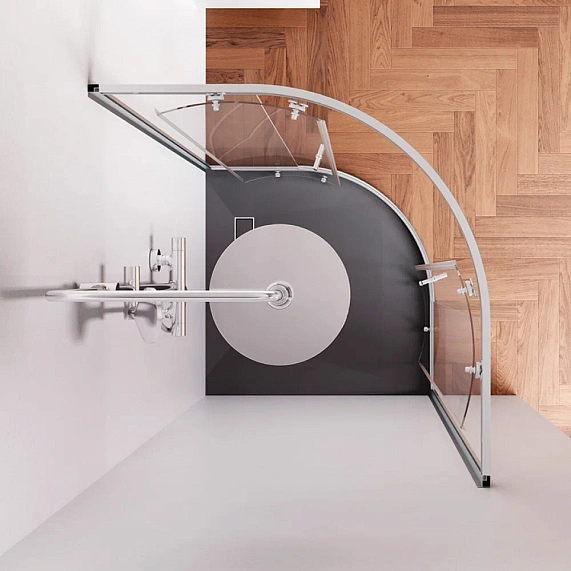Душевой уголок с поддоном 90x90 AM.PM X-Joy W88G-205-090MT64 прозрачное стекло, профиль серебристый