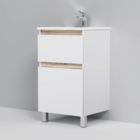 Тумба с раковиной 50 AM.PM X-Joy M85AFSX0502WG напольная на ножках белый глянец-4