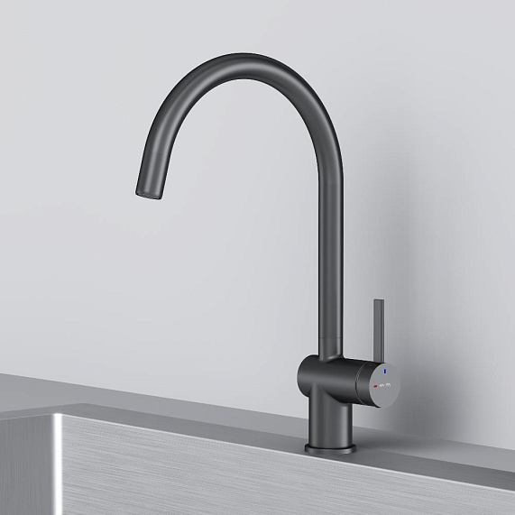 Смеситель для кухни AM.PM Func F8F07022 высокий с С-изливом, черный-6