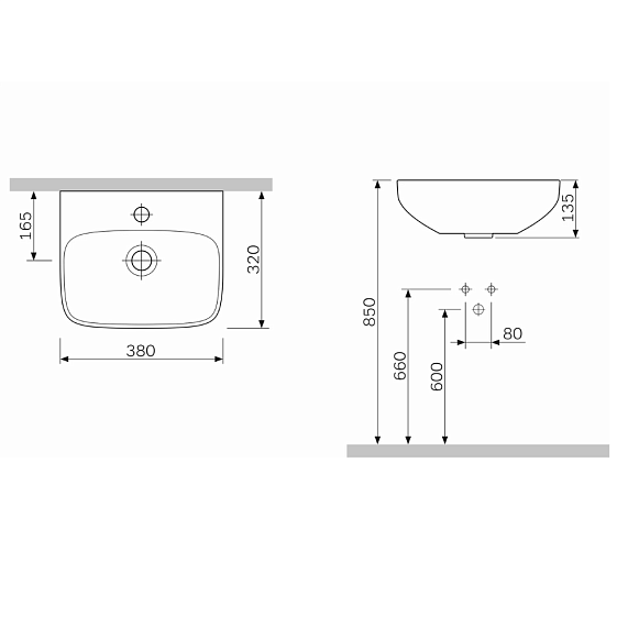 Раковина 38 AM.PM Inspire C504811WH белый глянец-3