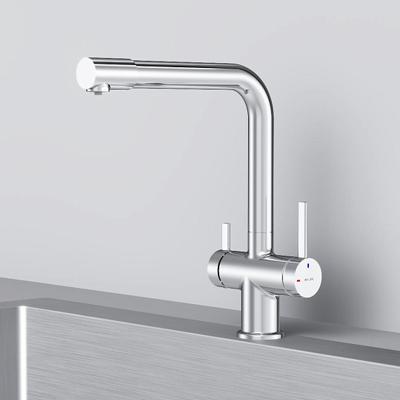 Смеситель для кухни AM.PM Func F8F05700 высокий с L-изливом с каналом для питьевой воды, хром-6