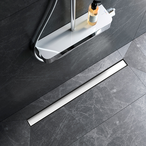 Душевой трап (лоток) 90 AM.PM MasterFlow W01SC-U11-090-04SB комбинированный затвор со стальной матовой решеткой под плитку-3