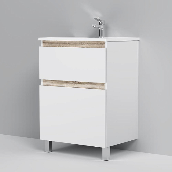 Тумба с раковиной 60 AM.PM X-Joy M85AFSX06021WG напольная на ножках белый глянец-4