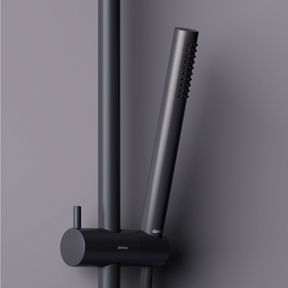 Душевая система Damixa Scandinavian Pure 936780300 стойка с тропическим душем, смесителем, черная матовая-3