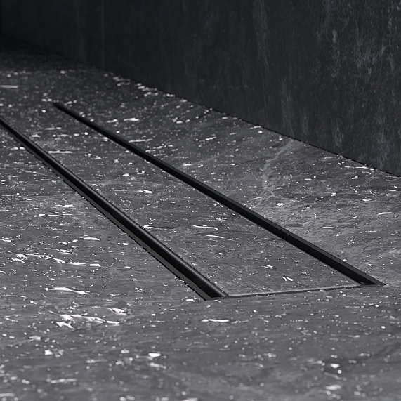 Душевой трап (лоток) 70 AM.PM PrimeFlow W02SC-U11-070-04BM комбинированный затвор с черной матовой решеткой под плитку-12