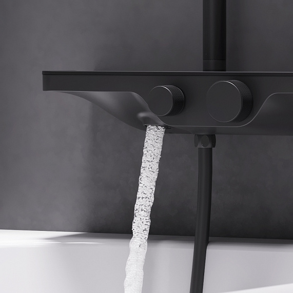 Душевая система Damixa Apollo 947730300 стойка с тропическим душем, изливом, черная-5