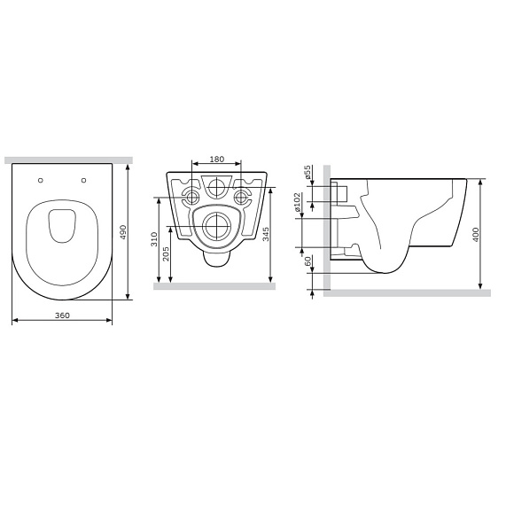 Унитаз подвесной AM.PM Func C8F1700MBSC (глубина 49 см) безободковый с сиденьем микролифт, черный матовый-11
