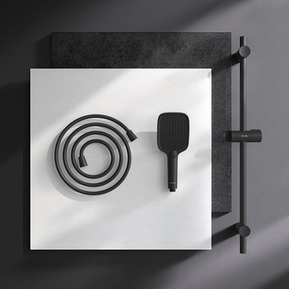 Душевой гарнитур AM.PM Func F018F022 штанга, шланг, лейка 3 режима, черный-2