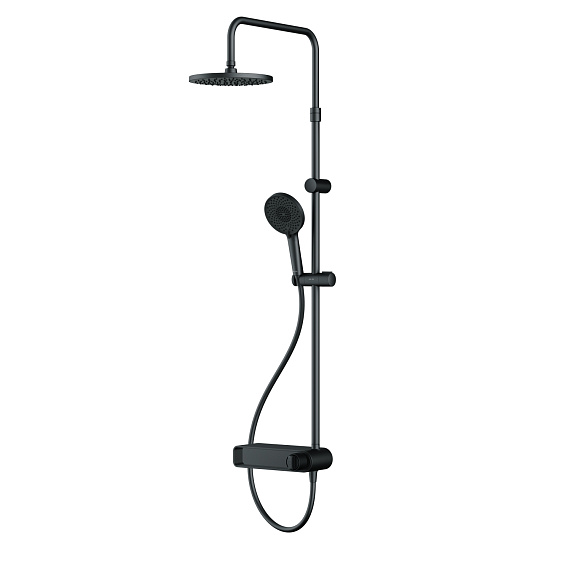 Душевая система AM.PM X-Joy F0785A622 стойка с тропическим душем, смесителем, черная матовая-10
