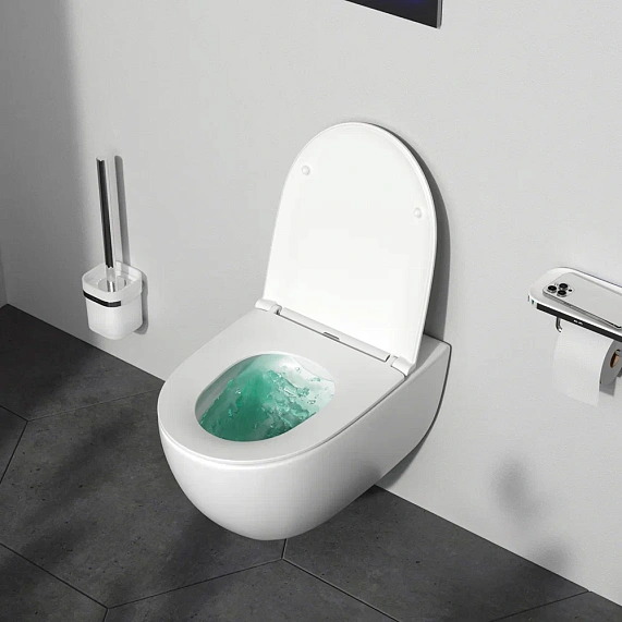 Унитаз подвесной безободковый с инсталляцией AM.PM Awe IS49001.111700 сиденьем микролифт, белой пневм. клавишей-3