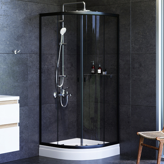 Душевой уголок c поддоном 80x80 AM.PM X-Joy W88E-205-080BT прозрачное стекло, профиль черный матовый
