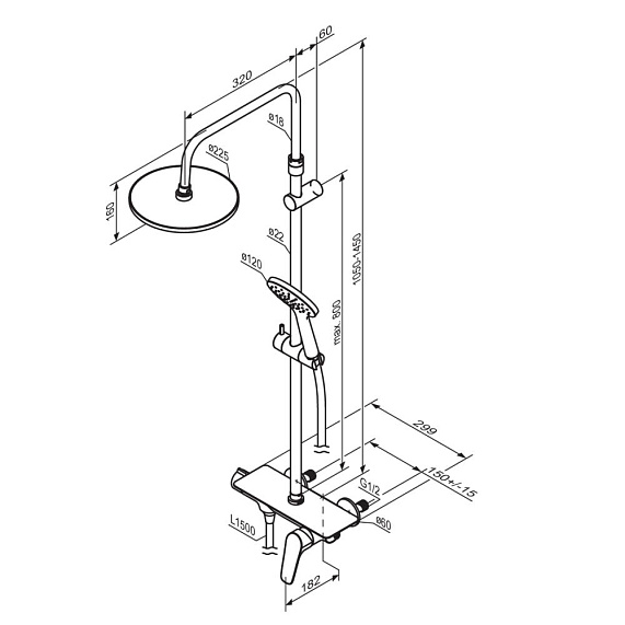 Душевая система Damixa Jupiter 977780000 стойка с тропическим душем, смесителем, хром-6