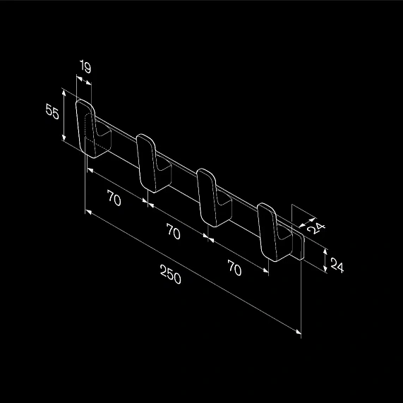 Крючки для полотенец AM.PM Func A8F35922 черная, 4 шт на планке-7