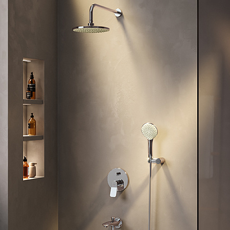 Встраиваемая душевая система AM.PM X-Joy FB85A10000 хром: тропический верхний душ, излив с душевой лейкой