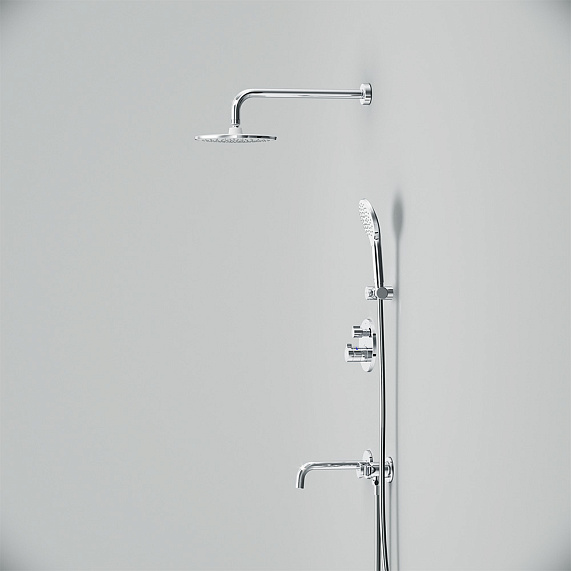 Встраиваемая душевая система AM.PM X-Joy FT85A3RH30 хром: тропический верхний душ, излив с душевой лейкой, термостат-6