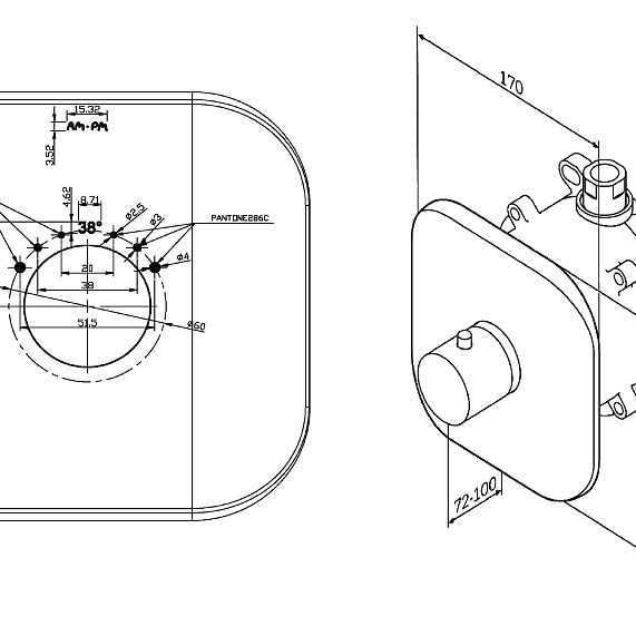 Термостат AM.PM Sensation F3075500 хром встраиваемый, модуль MultiDock-10