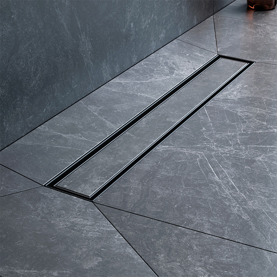 Душевой трап (лоток) 50 AM.PM MasterFlow W01SC-U11-050-04BM комбинированный затвор с черной матовой решеткой под плитку-8