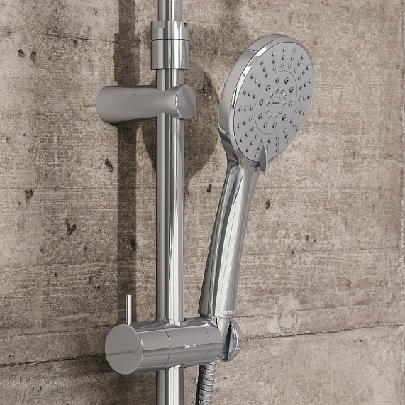 Душевая система Damixa Jupiter 977730000 стойка с тропическим душем, смесителем, изливом, хром-3