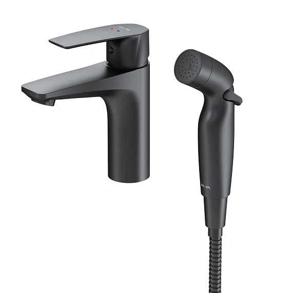Смеситель для раковины (умывальника) AM.PM Gem F90A03022 c гигиеническим душем, черный-9